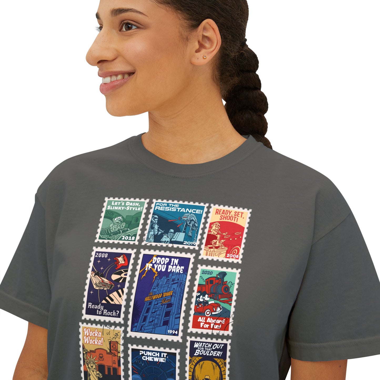 Hollywood Studios Vintage Stamps - Women's Boxy Tee