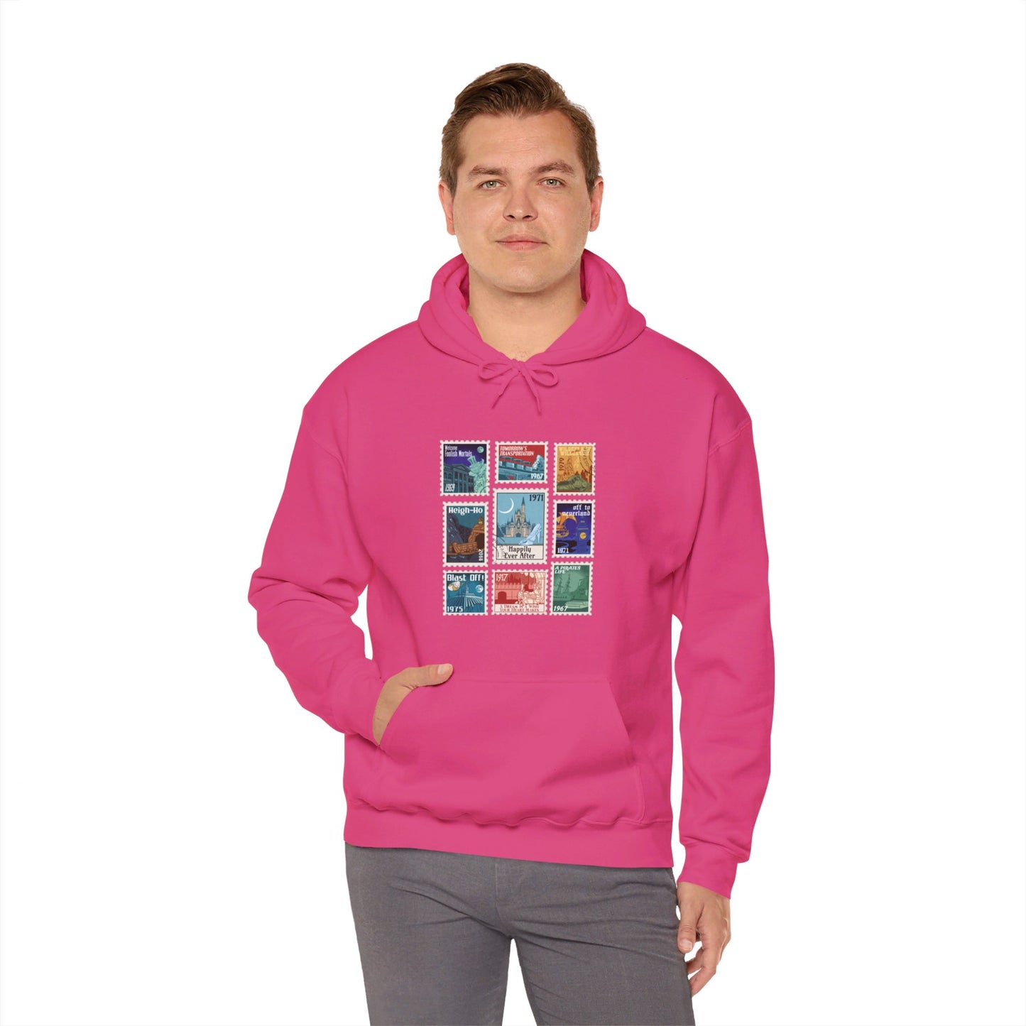 Magic Kingdom Vintage Stamps - Adult Hoodie Sweatshirt