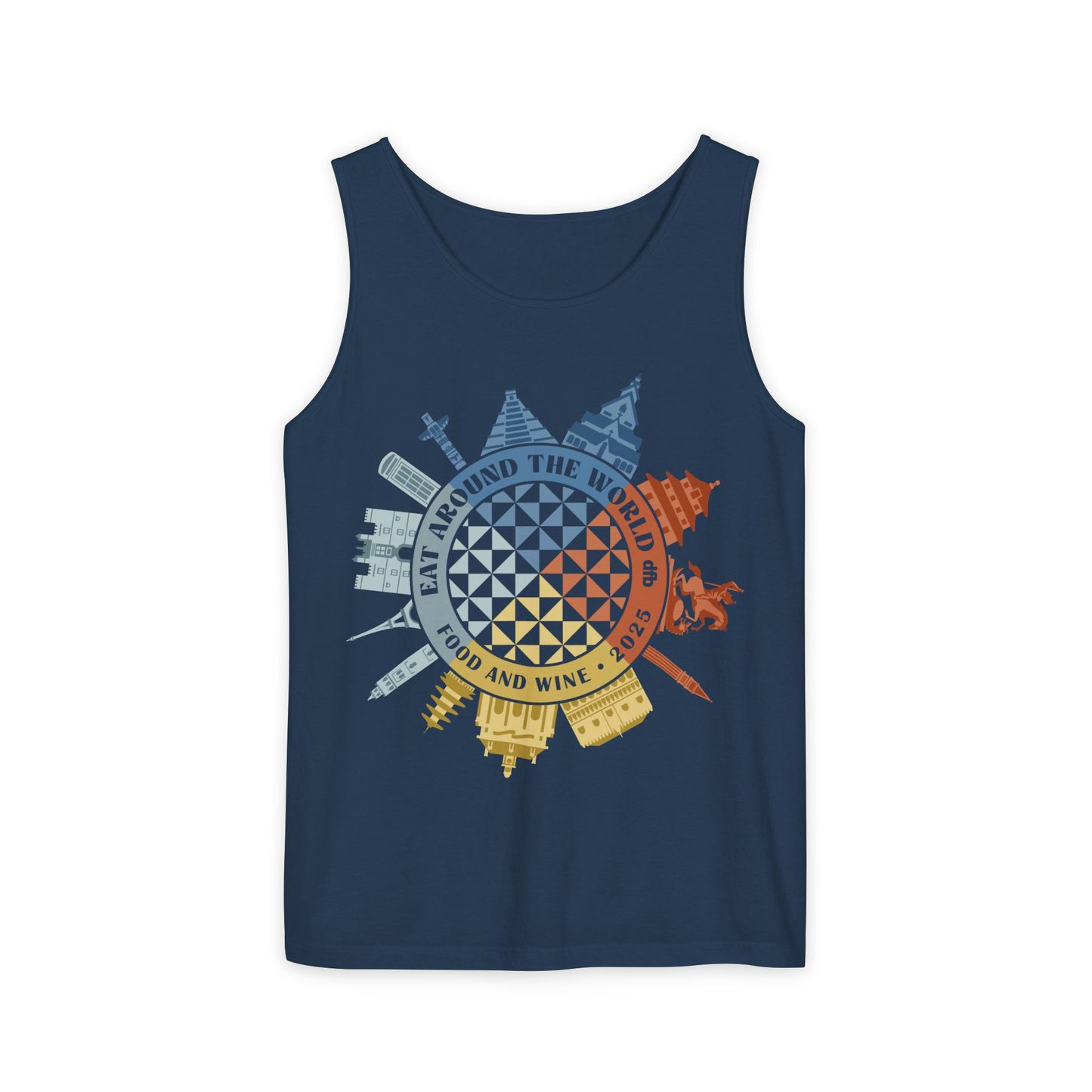 Food & Wine Compass - Unisex Garment-Dyed Tank Top
