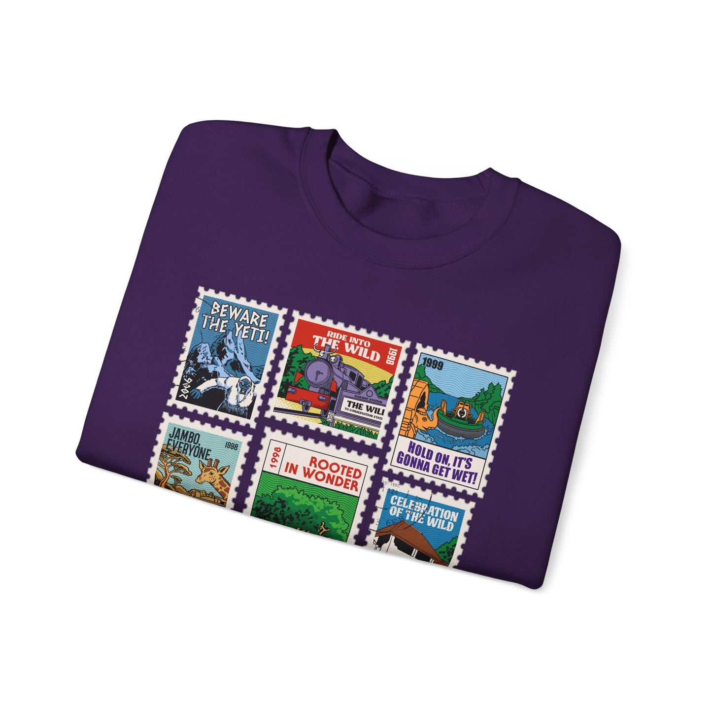 Animal Kingdom Vintage Stamps - Adult Crewneck Sweatshirt