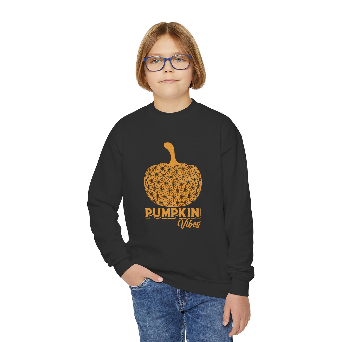 Pumpkin Vibes EPCOT Spaceship Earth Youth Crewneck Sweatshirt