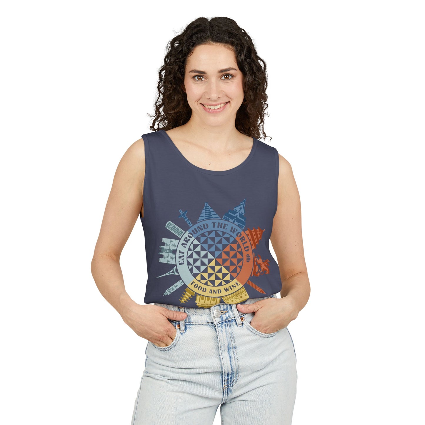 Food & Wine Compass - Unisex Garment-Dyed Tank Top
