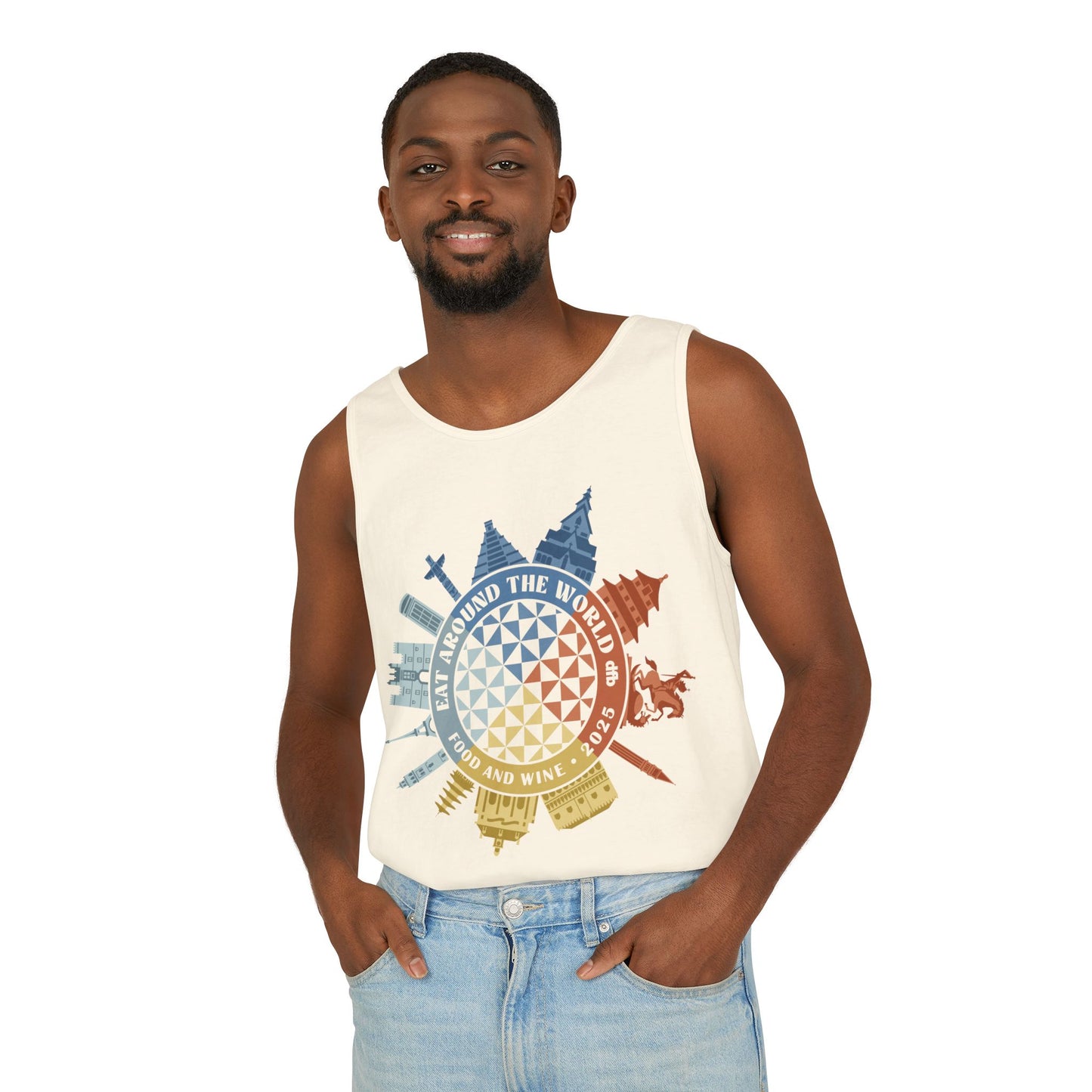 Food & Wine Compass - Unisex Garment-Dyed Tank Top