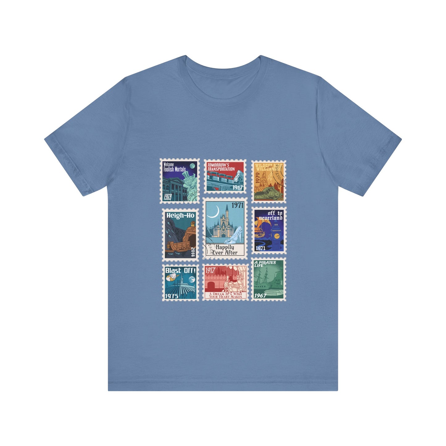 Magic Kingdom Vintage Stamps - Adult Tee Shirt