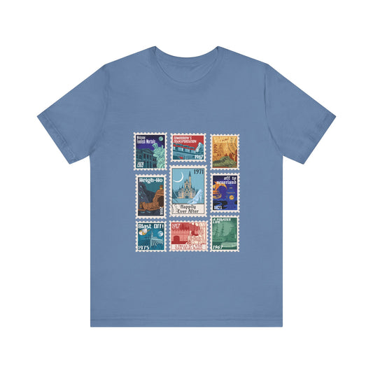 Magic Kingdom Vintage Stamps - Adult Tee Shirt