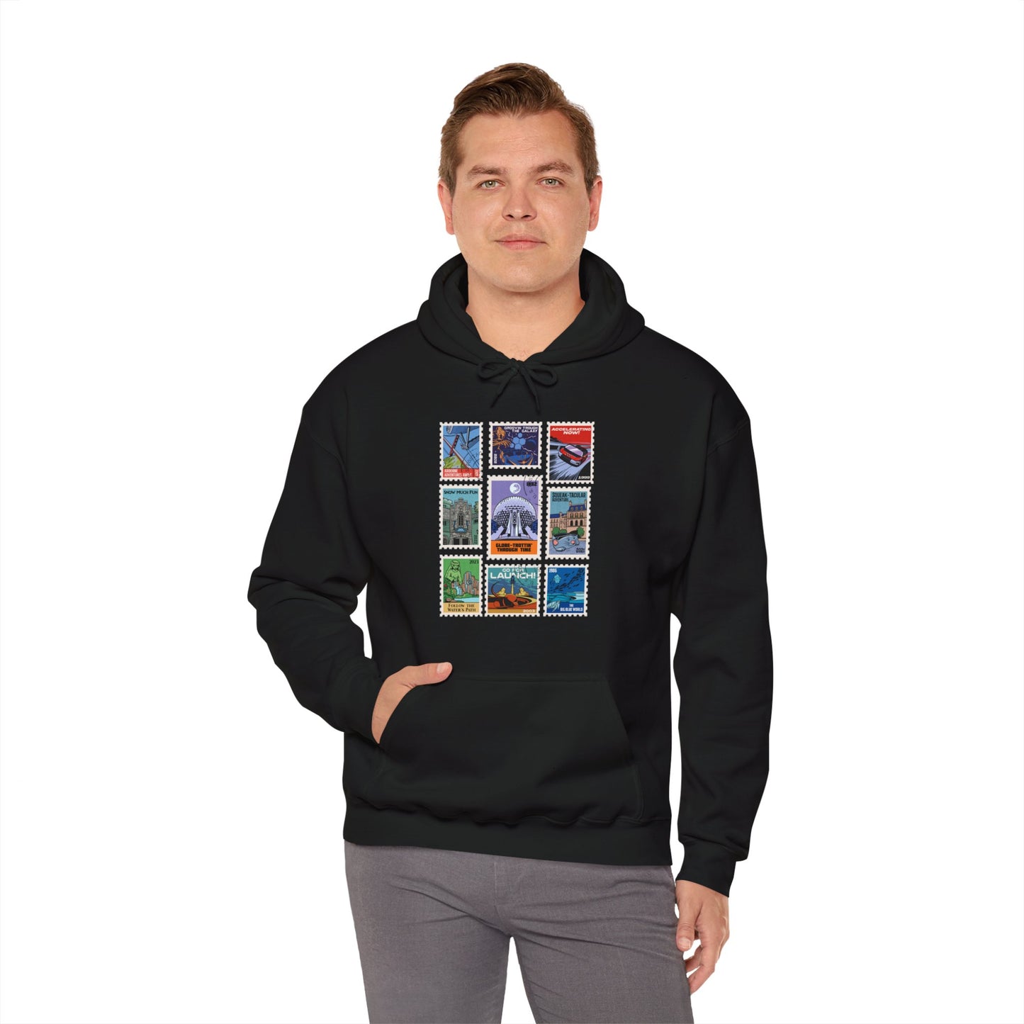 EPCOT Vintage Stamps - Adult Hoodie Sweatshirt