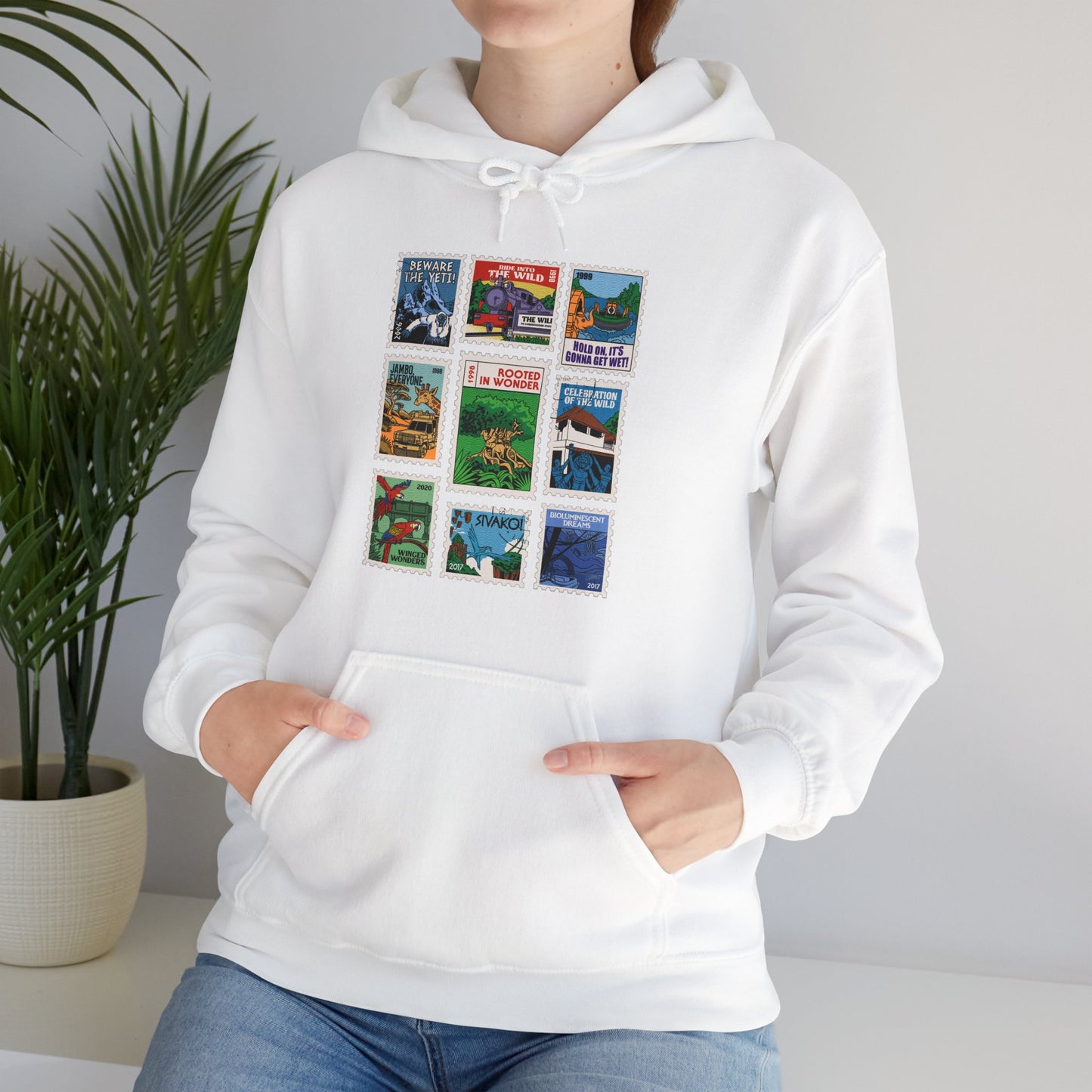 Animal Kingdom Vintage Stamps - Adult Hoodie Sweatshirt