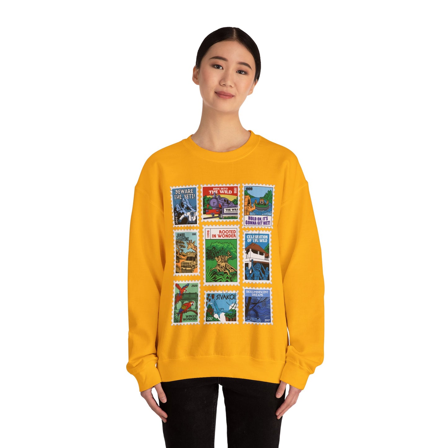 Animal Kingdom Vintage Stamps - Adult Crewneck Sweatshirt