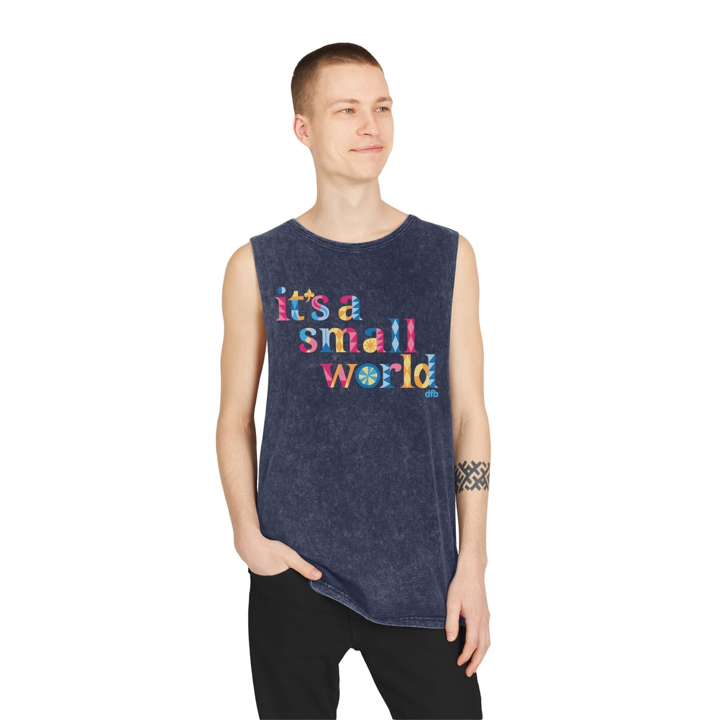 it's a small world - Unisex Stonewash Tank Top