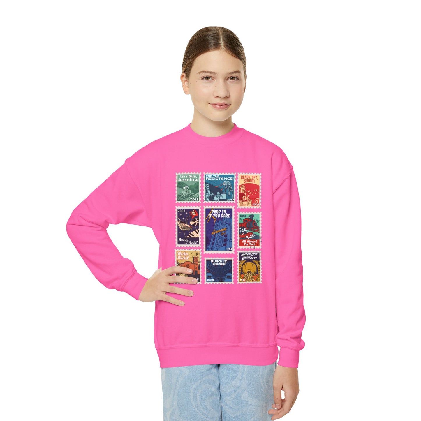 Hollywood Studios Vintage Stamps - Youth Crewneck Sweatshirt