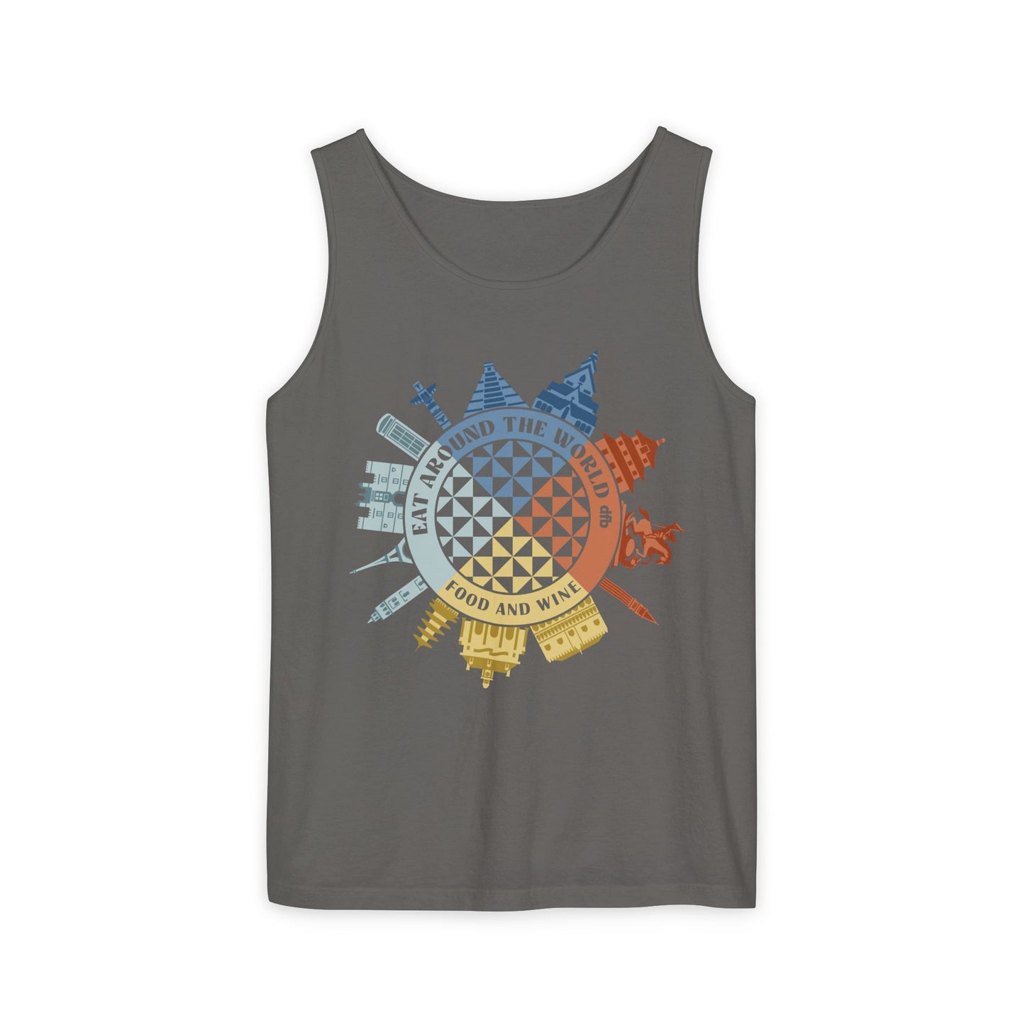 Food & Wine Compass - Unisex Garment-Dyed Tank Top
