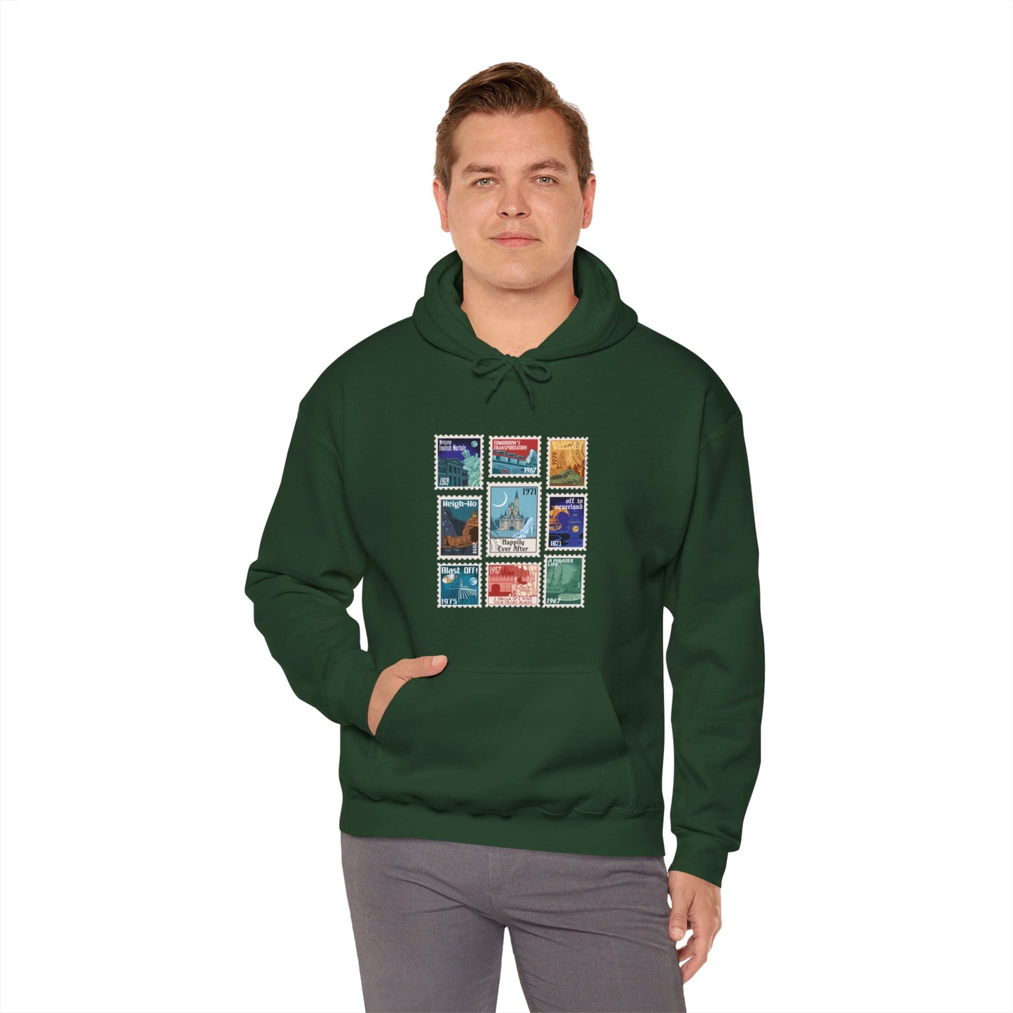 Magic Kingdom Vintage Stamps - Adult Hoodie Sweatshirt