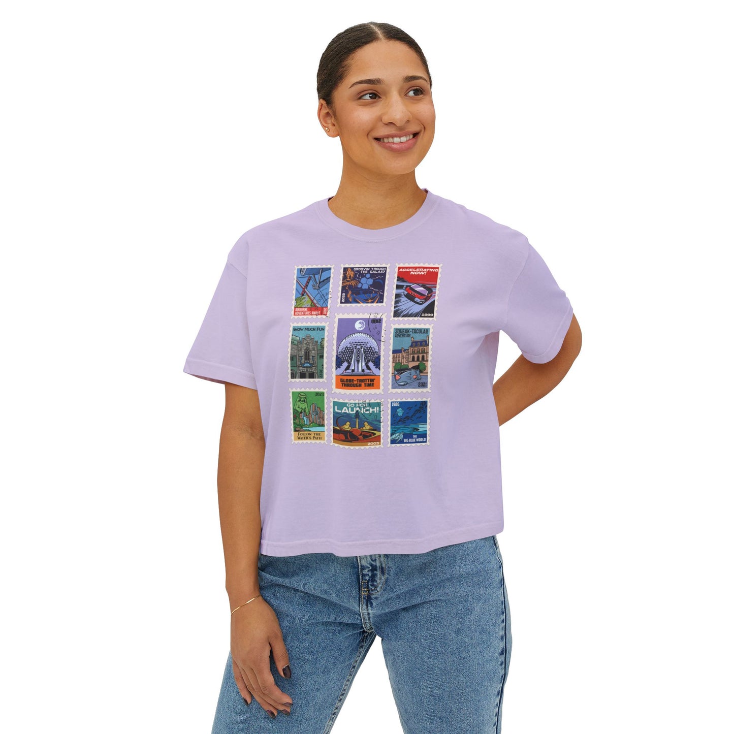 EPCOT Vintage Stamps - Women's Boxy Tee