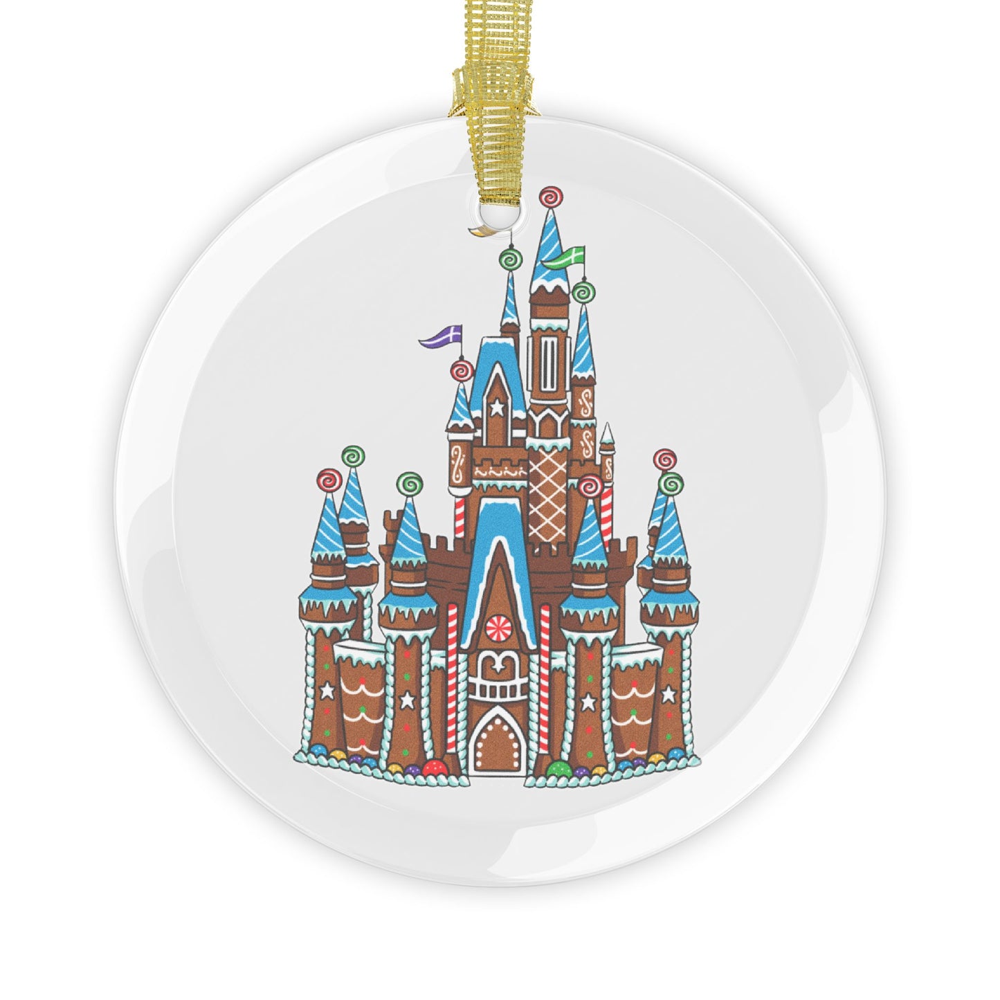 Gingerbread Castle - Gingerbread Park Icon, Magic Kingdom - Glass Ornaments