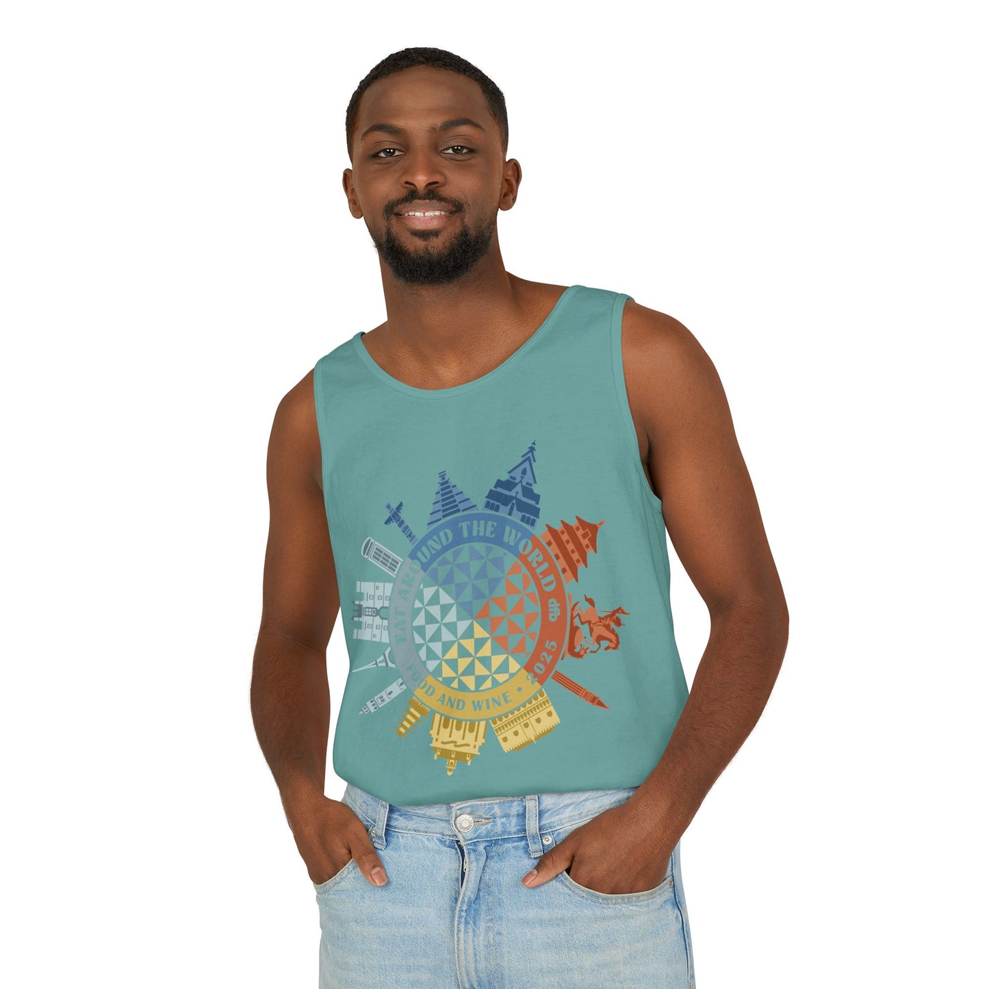 Food & Wine Compass - Unisex Garment-Dyed Tank Top
