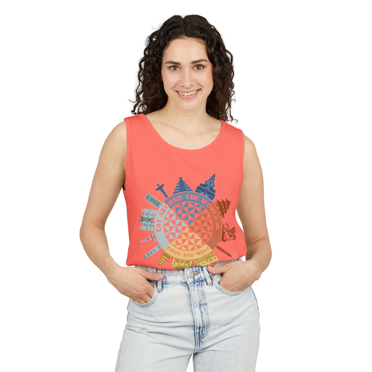 Food & Wine Compass - Unisex Garment-Dyed Tank Top