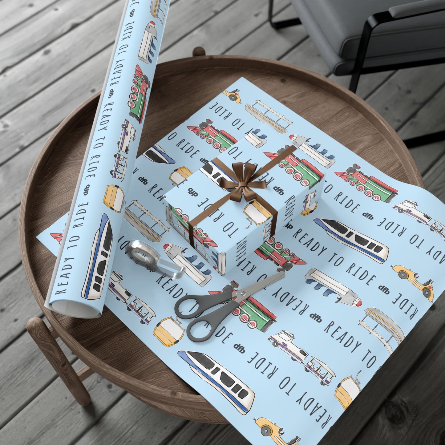 Ready to Ride, Light Blue Background - Gift Wrap Papers