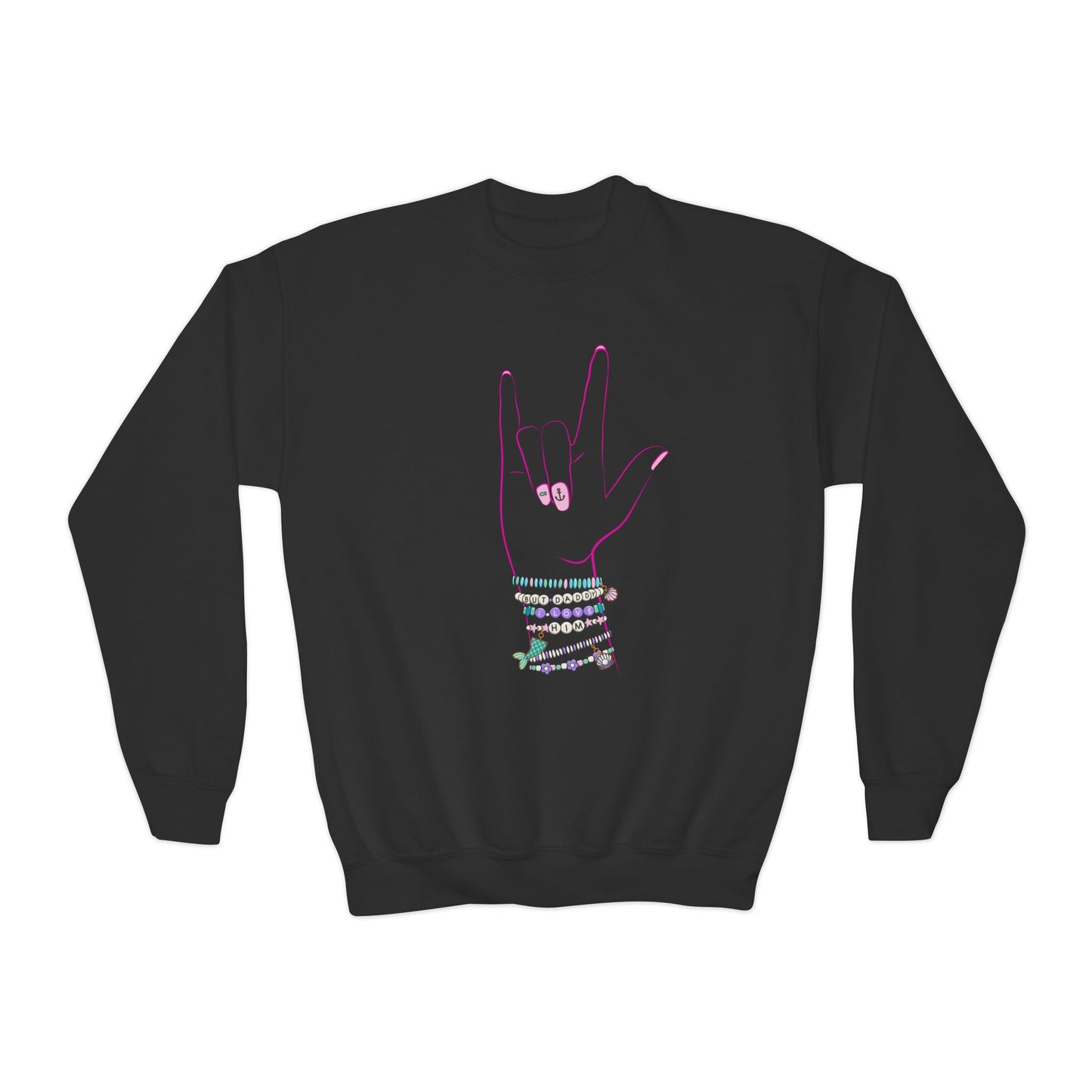 "But Daddy I Love Him!" - Friendship Bracelets - Youth Crewneck Sweatshirt