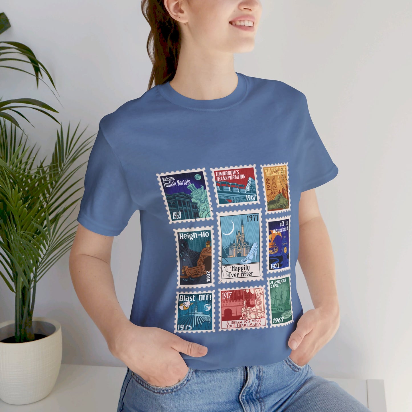 Magic Kingdom Vintage Stamps - Adult Tee Shirt