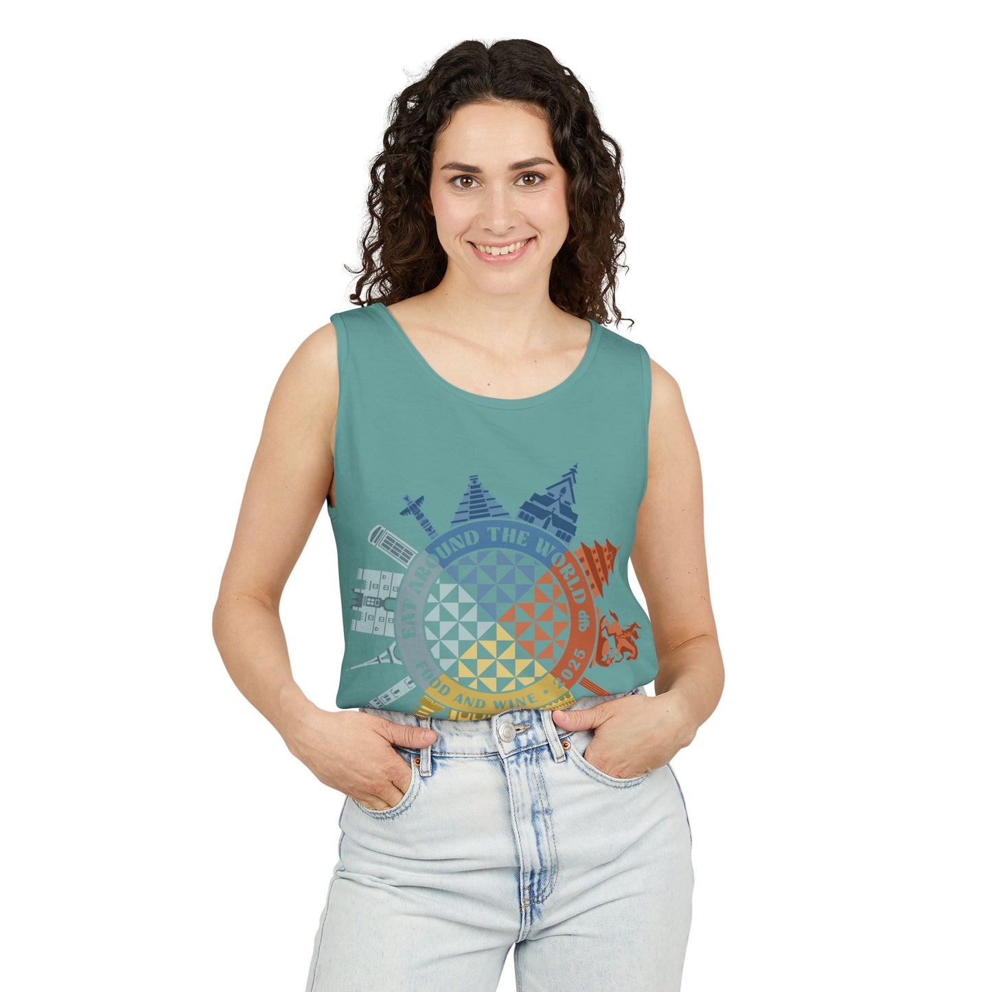 Food & Wine Compass - Unisex Garment-Dyed Tank Top
