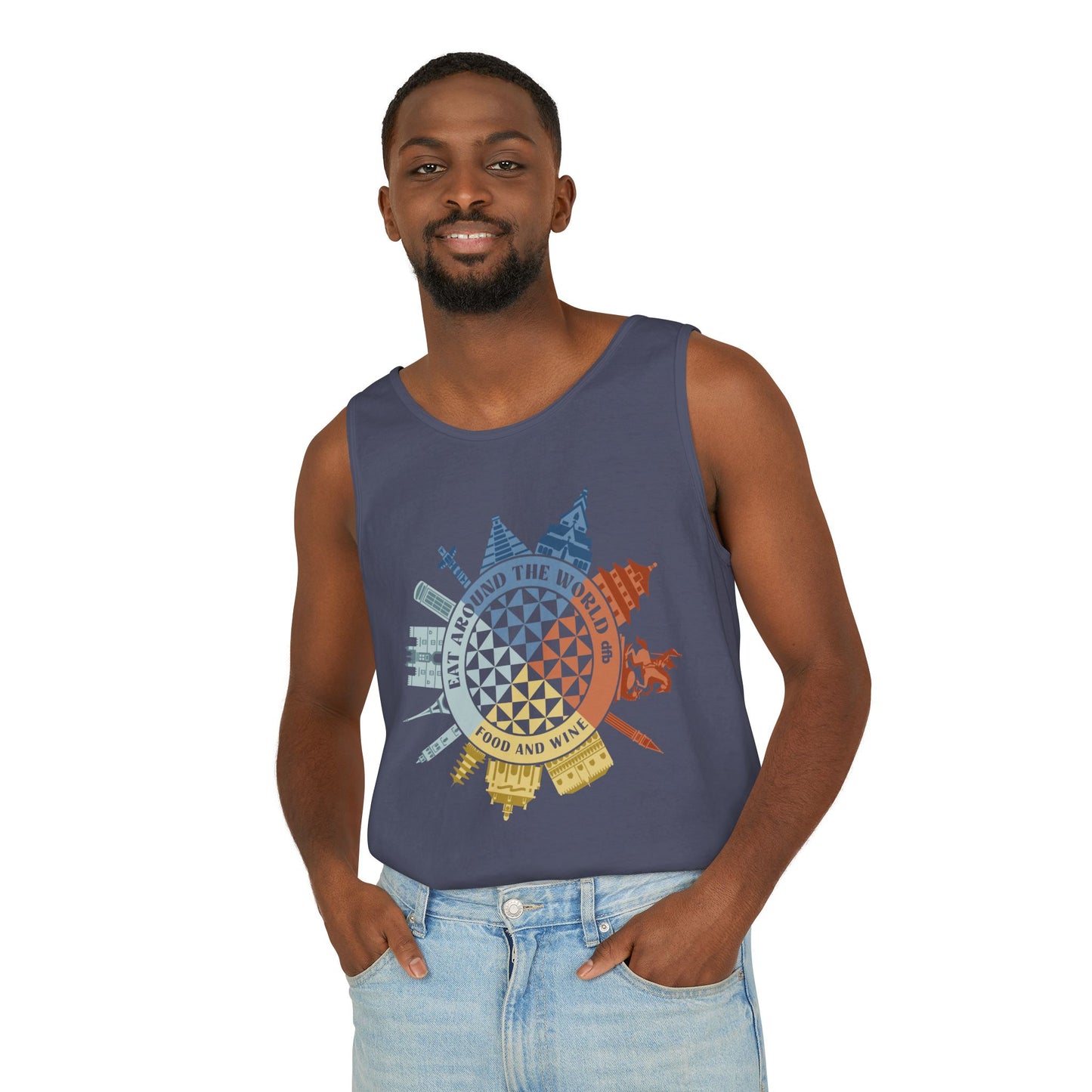 Food & Wine Compass - Unisex Garment-Dyed Tank Top