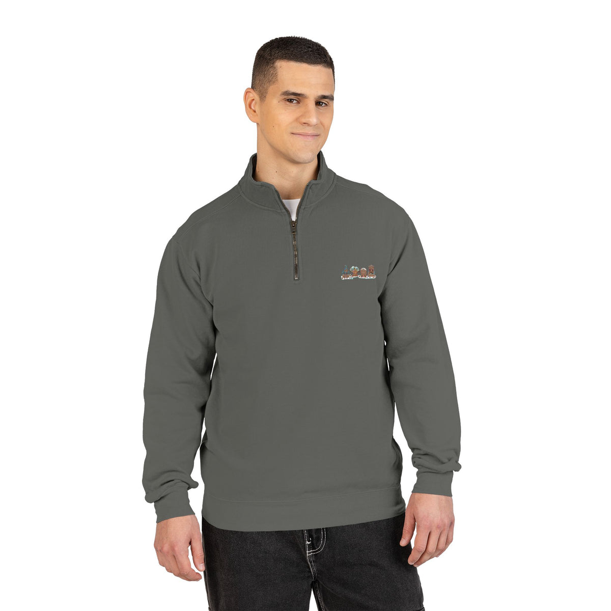 Gingerbread Park Icons - Unisex Adult Quarter-Zip Sweatshirt