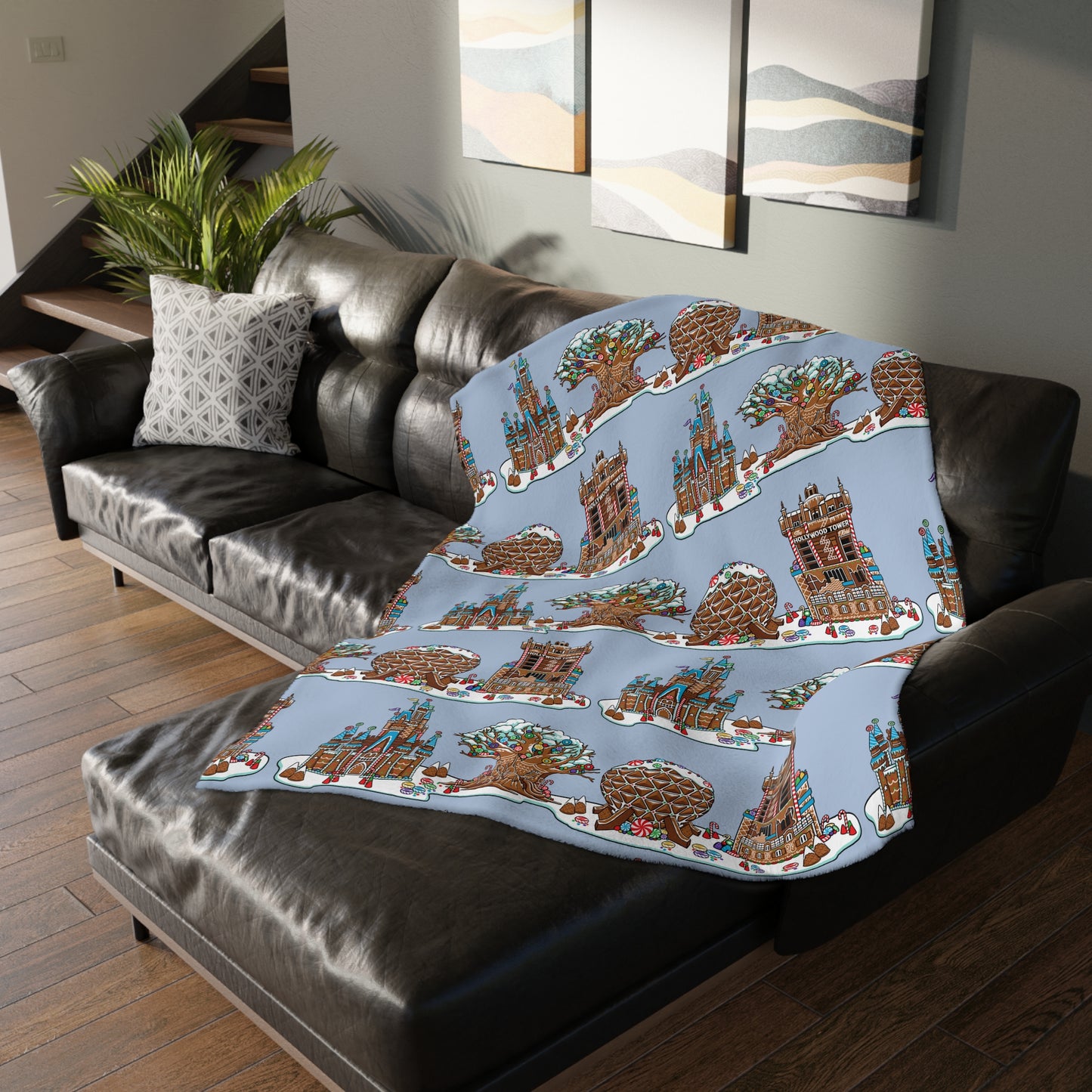 Gingerbread Park Icons - Velveteen Microfiber Blanket