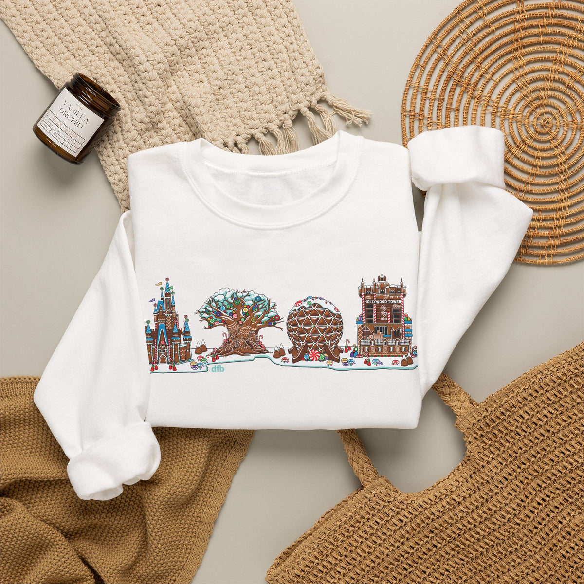 Gingerbread Park Icons - Adult Crewneck Sweatshirt