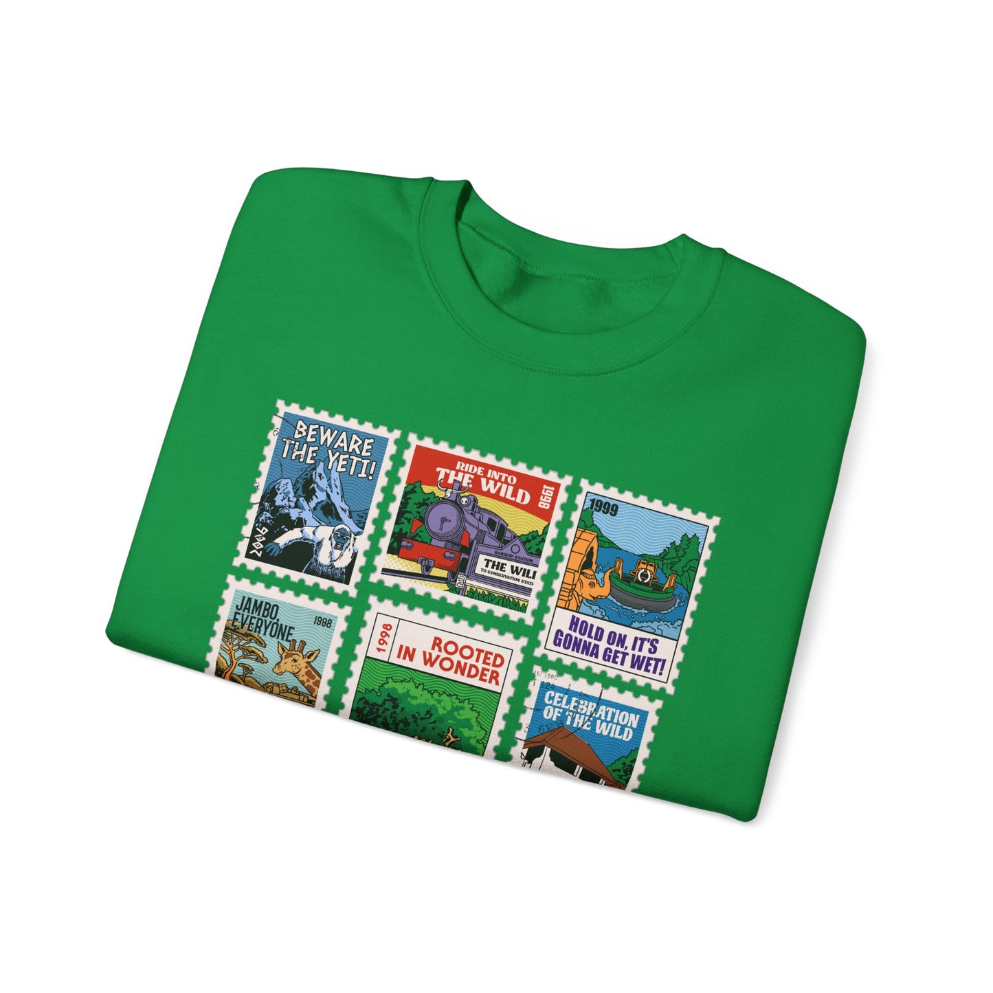 Animal Kingdom Vintage Stamps - Adult Crewneck Sweatshirt