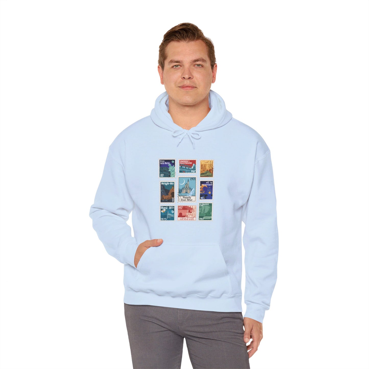 Magic Kingdom Vintage Stamps - Adult Hoodie Sweatshirt