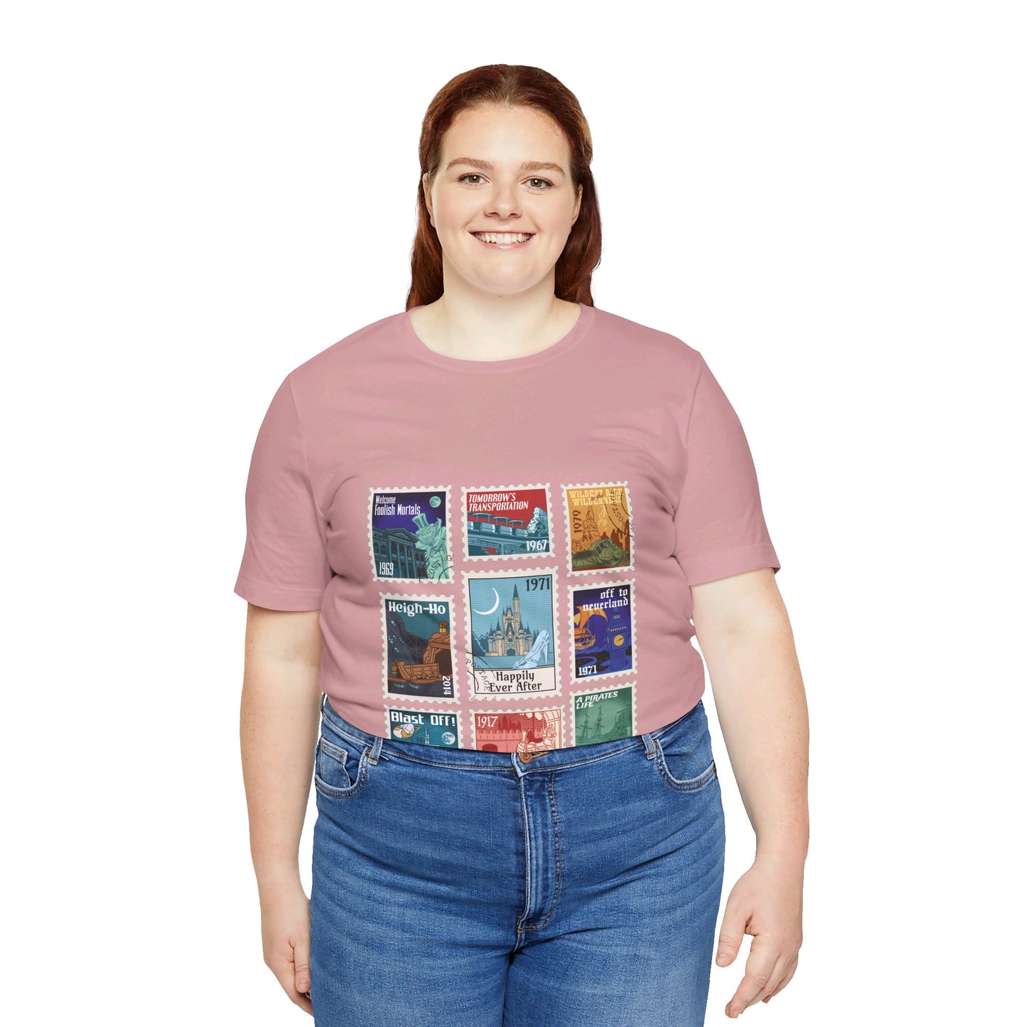 Magic Kingdom Vintage Stamps - Adult Tee Shirt