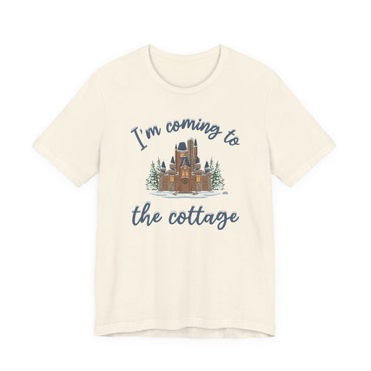 Snowy Cabin Castle, I'm Coming to the Cottage - Adult Tee Shirt