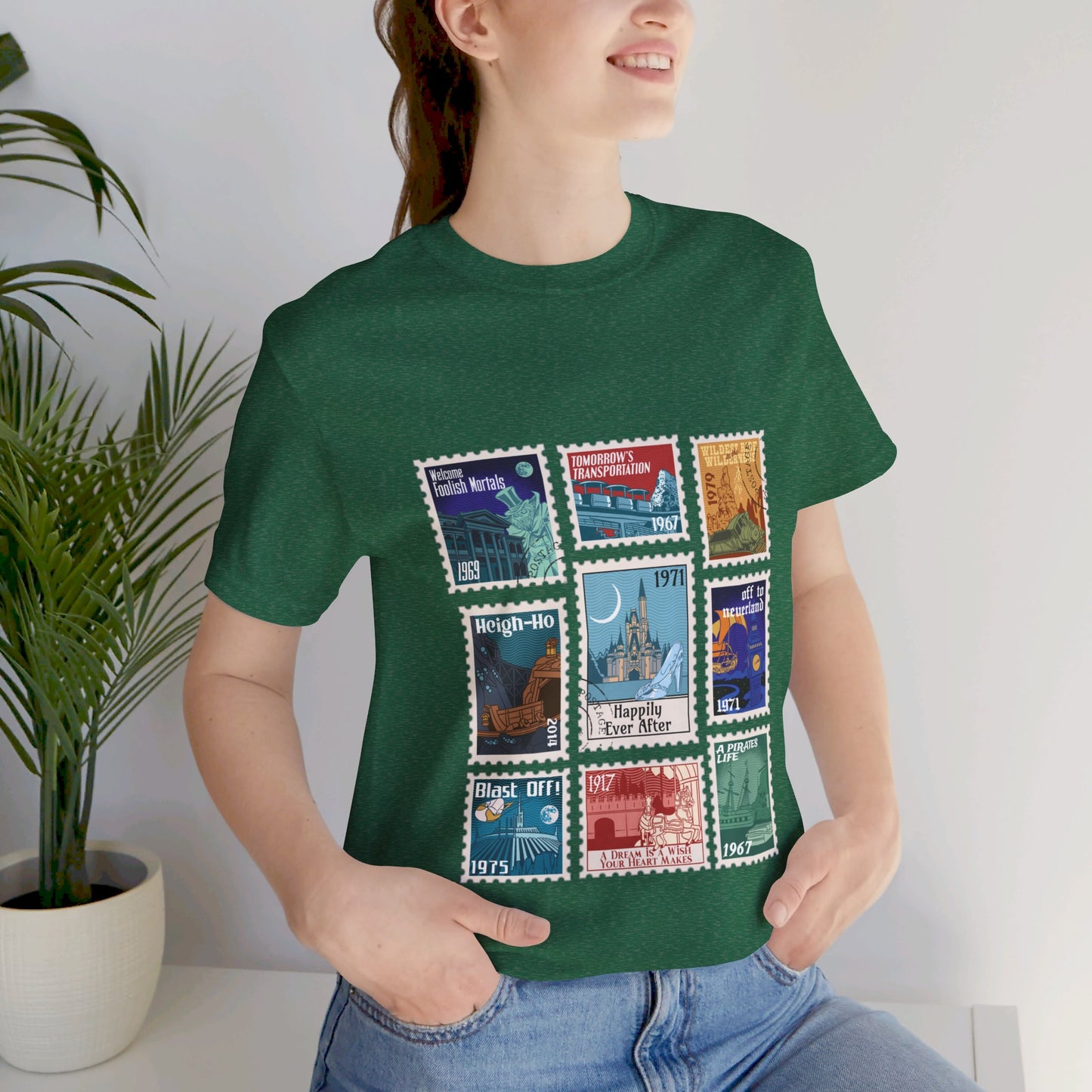 Magic Kingdom Vintage Stamps - Adult Tee Shirt