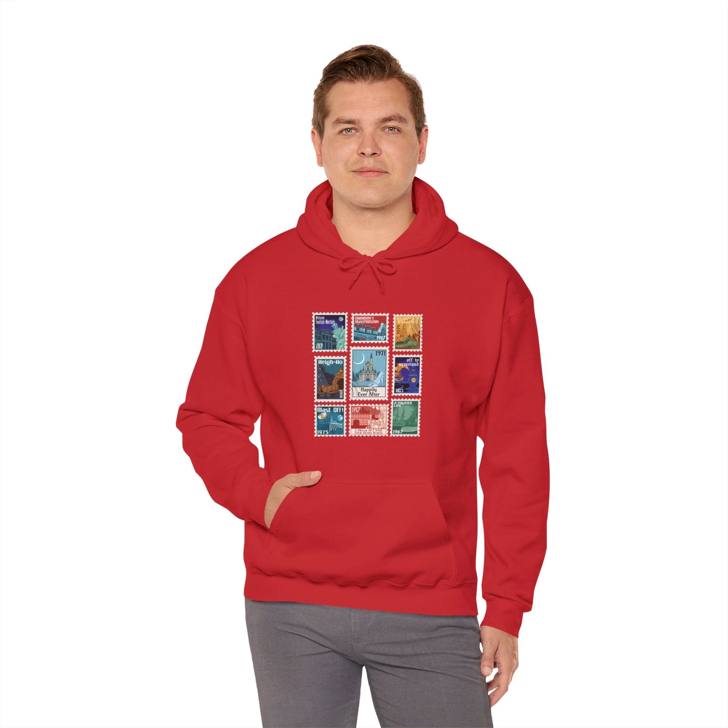 Magic Kingdom Vintage Stamps - Adult Hoodie Sweatshirt