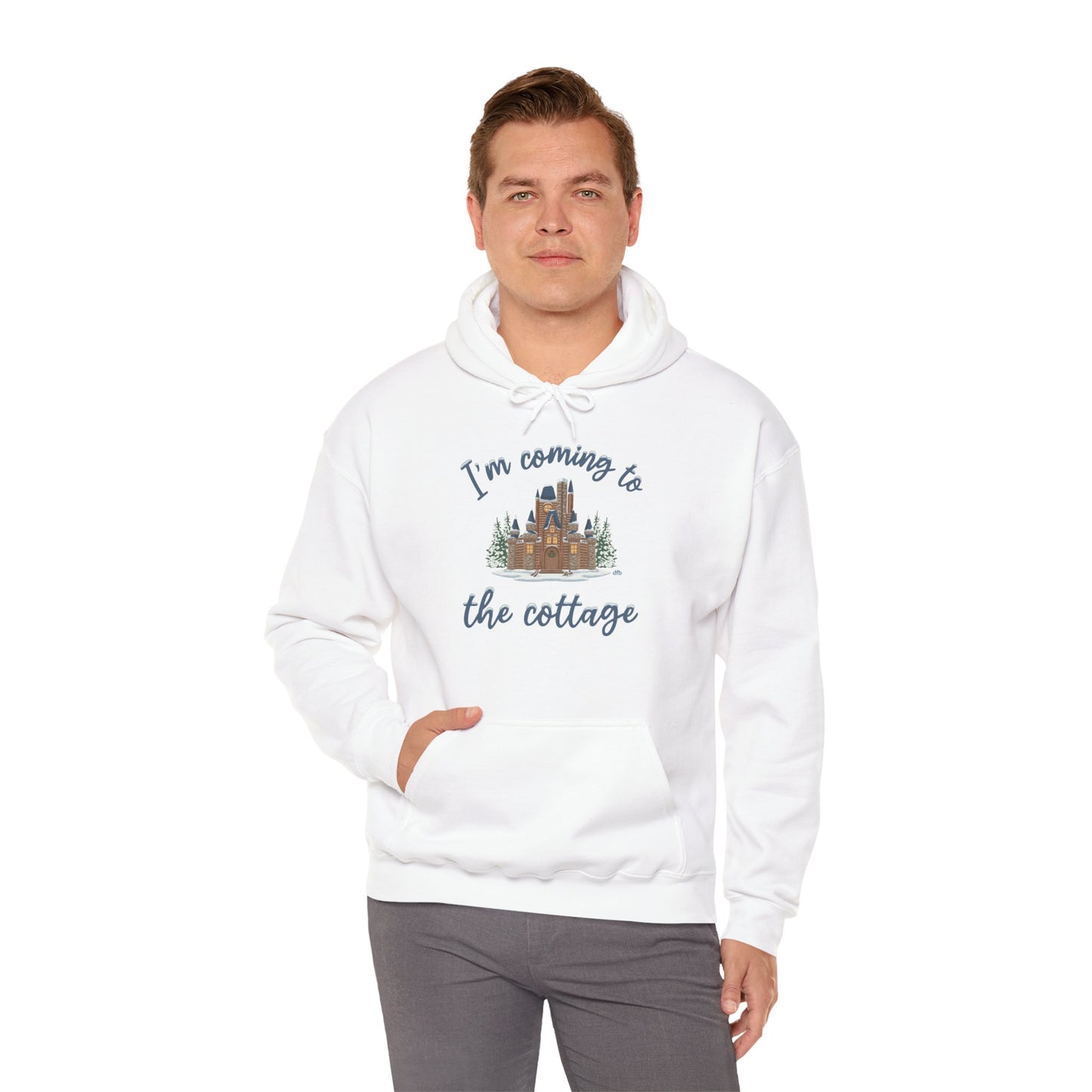 Snowy Cabin Castle, I'm Coming to the Cottage -  Adult Hoodie Sweatshirt
