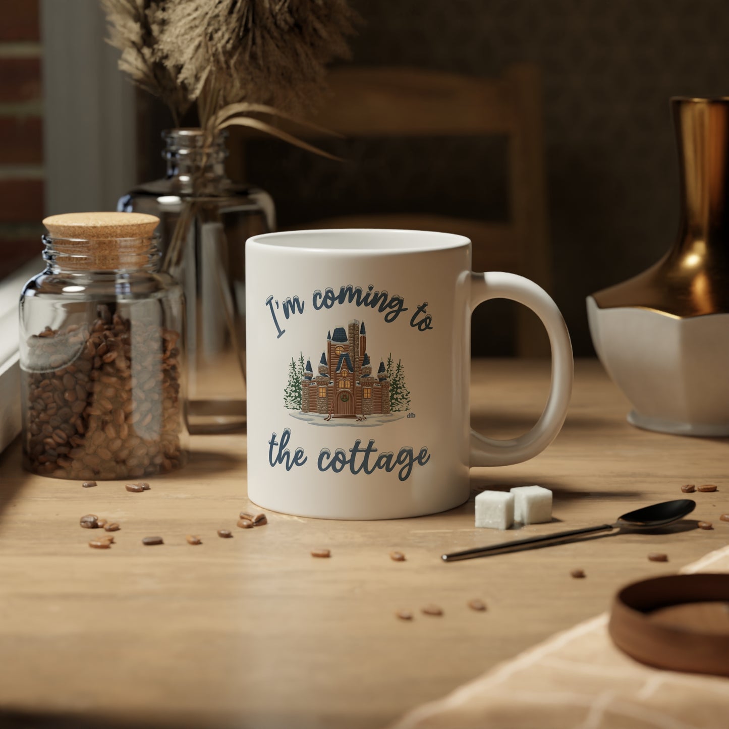 Snowy Cabin Castle, I'm Coming to the Cottage - Jumbo Mug, 20oz