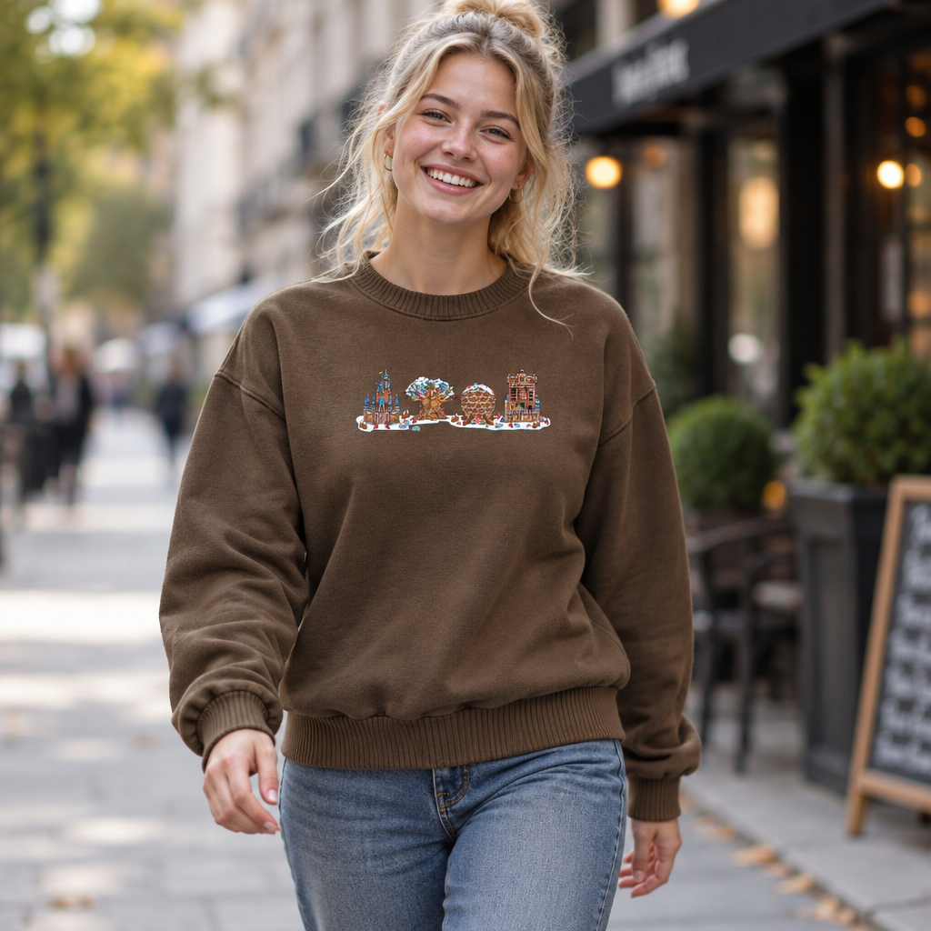 Gingerbread Park Icons - Womens Relaxed Crop Crewneck