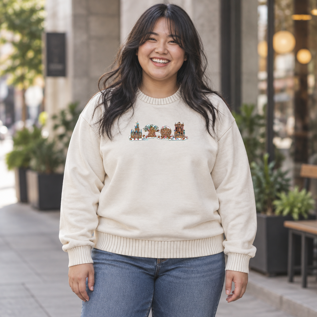 Gingerbread Park Icons - Womens Relaxed Crop Crewneck