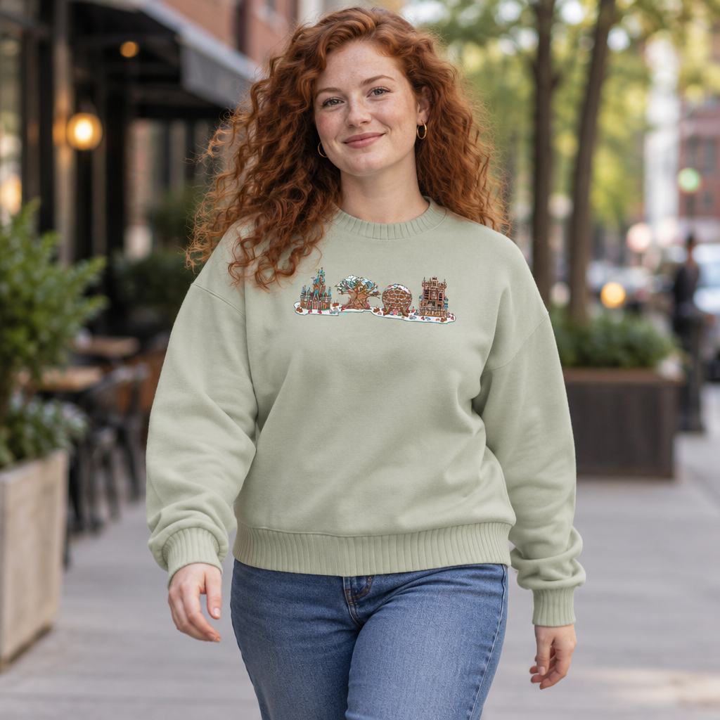 Gingerbread Park Icons - Womens Relaxed Crop Crewneck