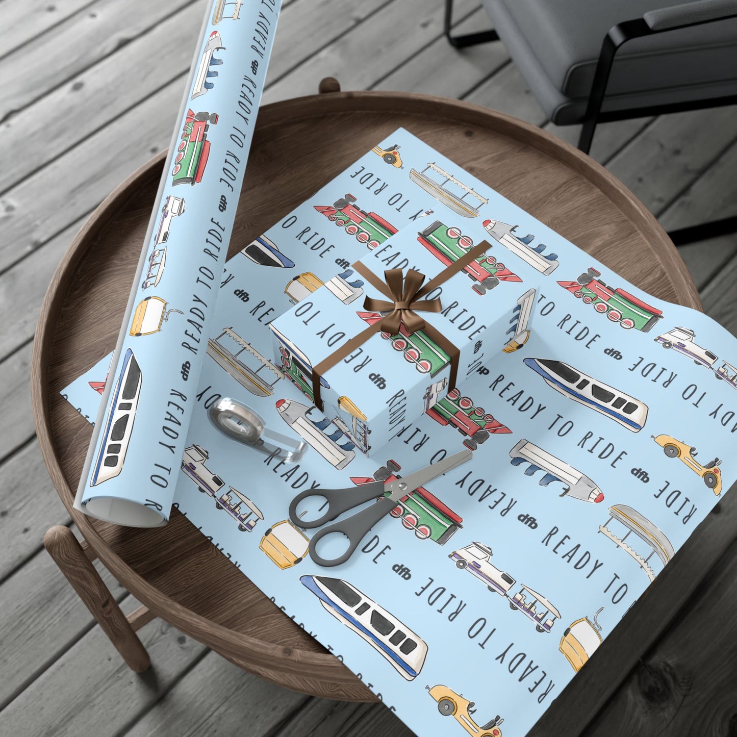 Ready to Ride, Light Blue Background - Gift Wrap Papers
