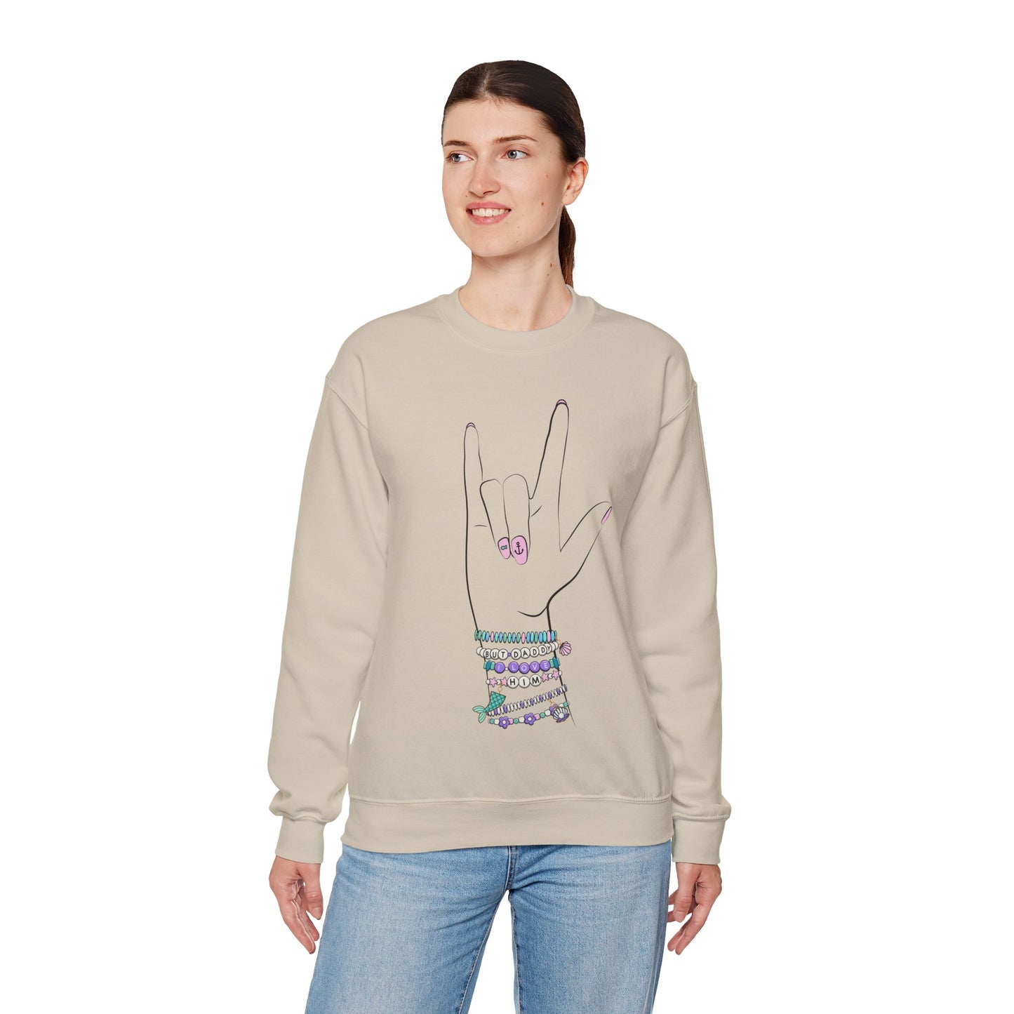 "But Daddy I Love Him!" - Friendship Bracelets - Adult Crewneck Sweatshirt