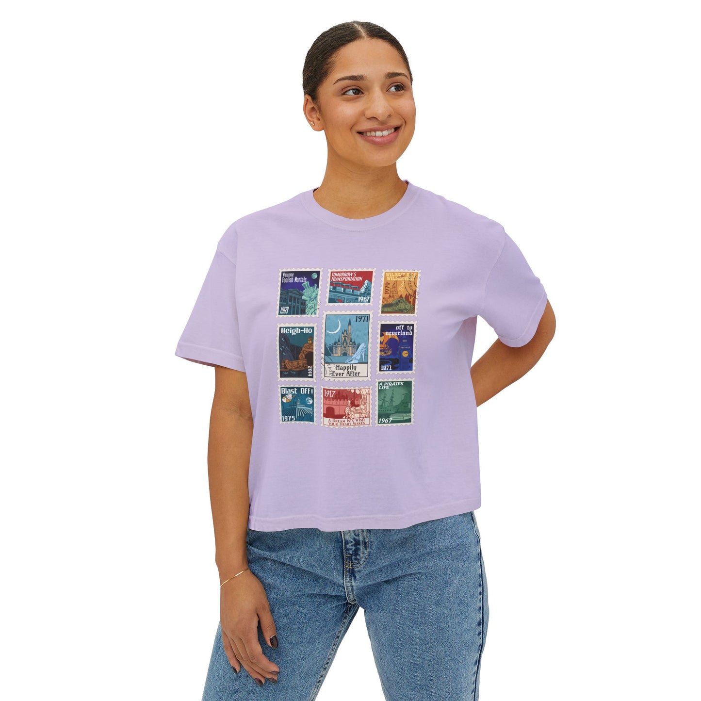 Magic Kingdom Vintage Stamps - Women's Boxy Tee