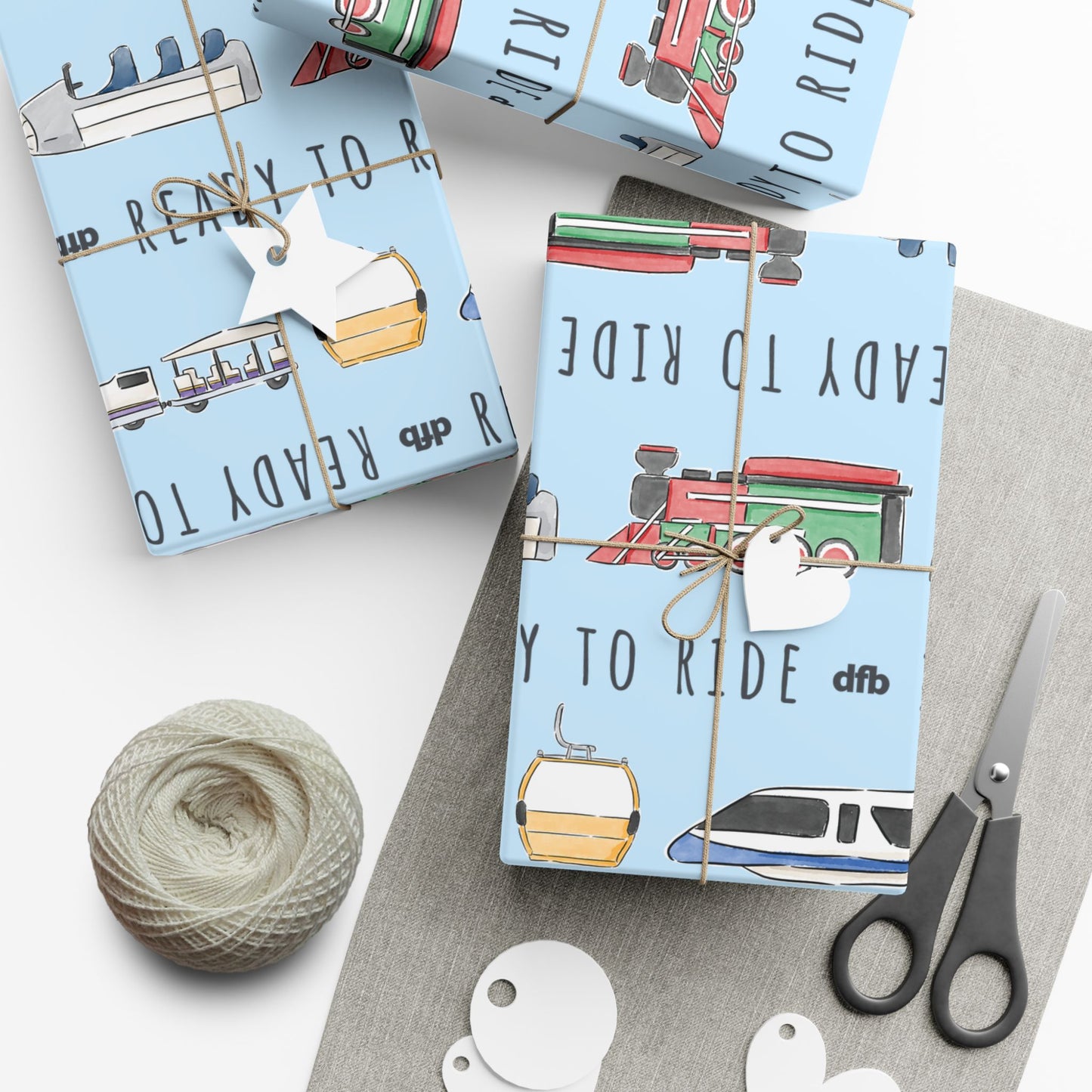Ready to Ride, Light Blue Background - Gift Wrap Papers