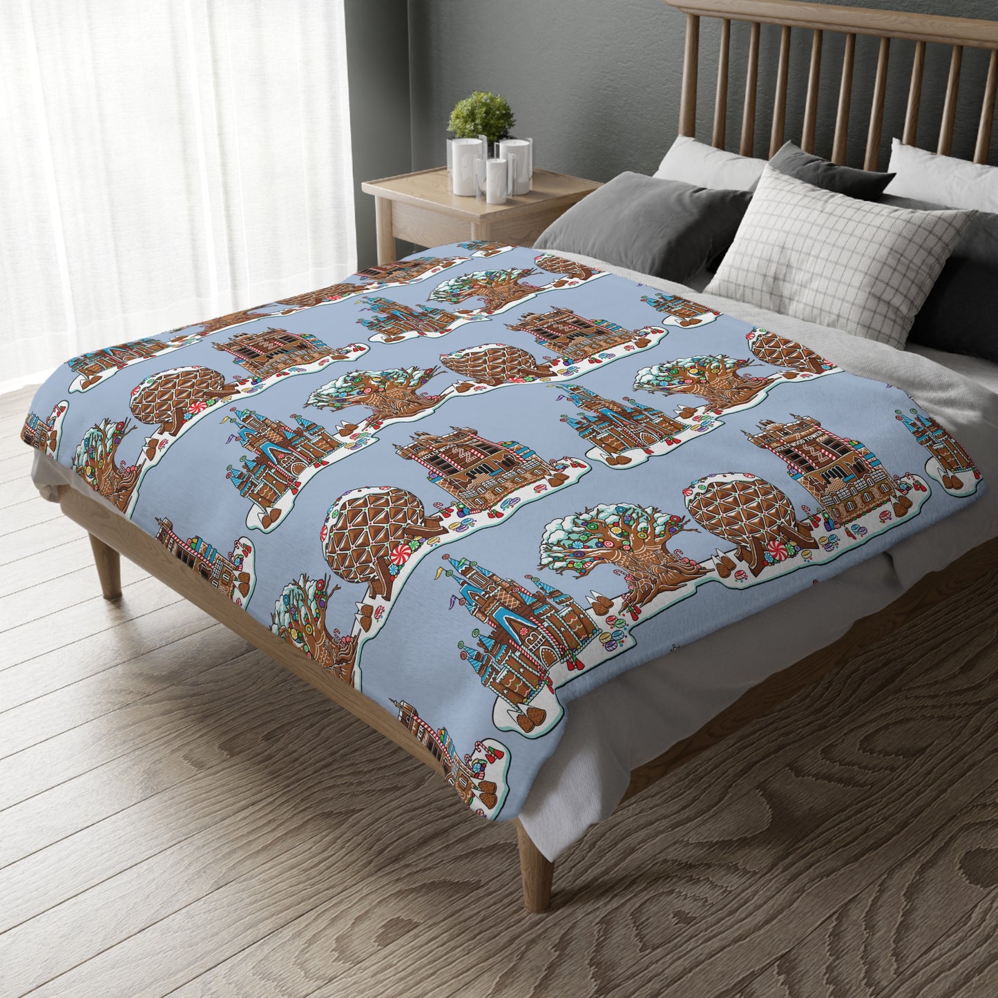 Gingerbread Park Icons - Velveteen Microfiber Blanket