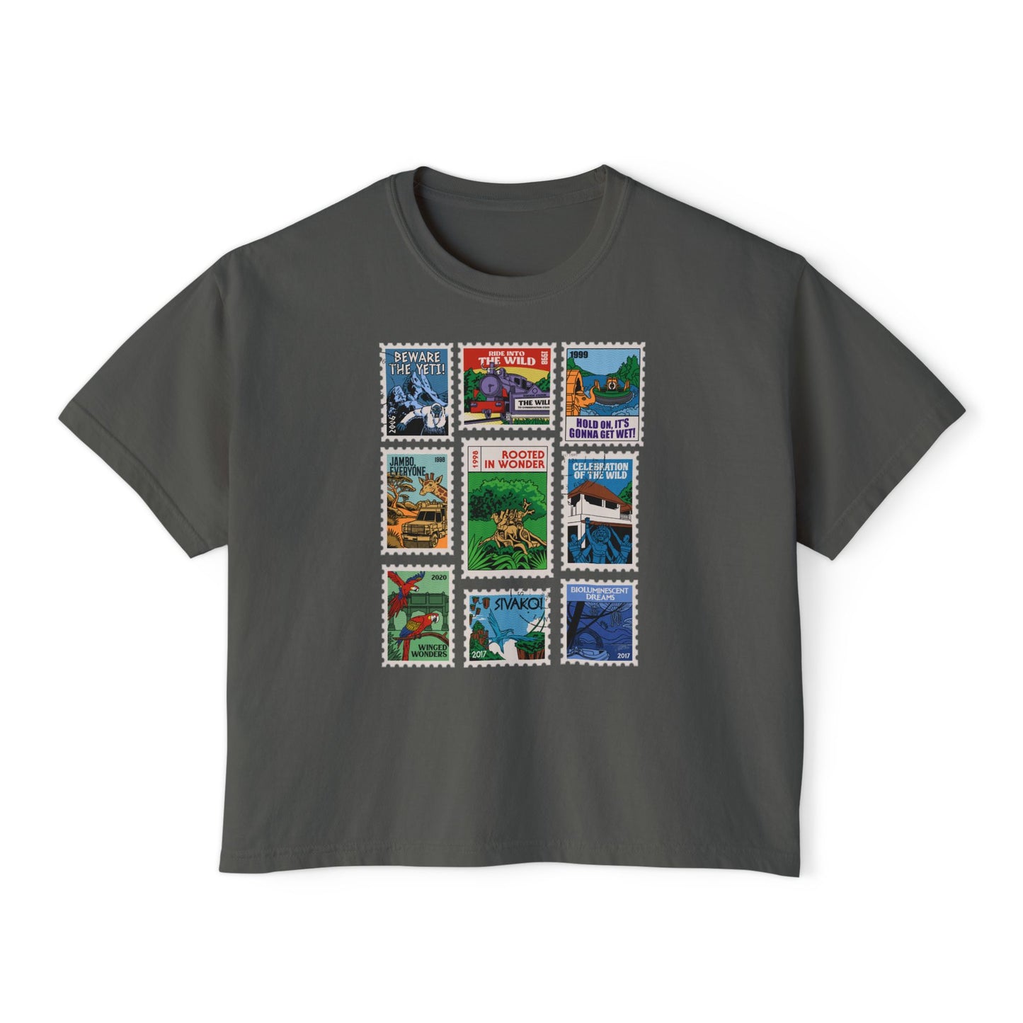 Animal Kingdom Vintage Stamps - Women's Boxy Tee