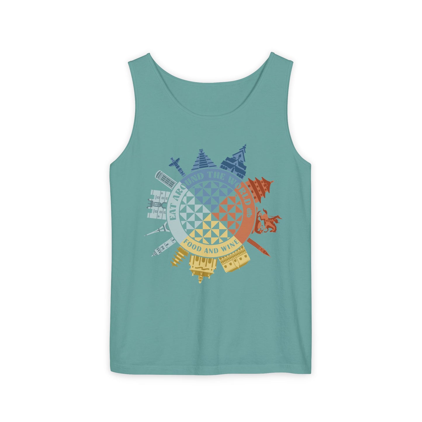 Food & Wine Compass - Unisex Garment-Dyed Tank Top