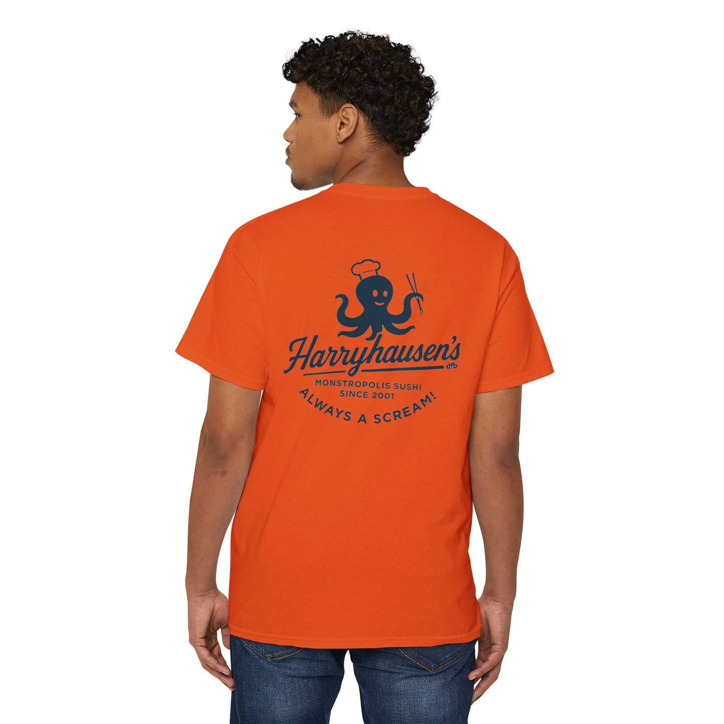 Harryhausen's - Front & Back w/ Pocket - Unisex Heavy Cotton Pocket Tee