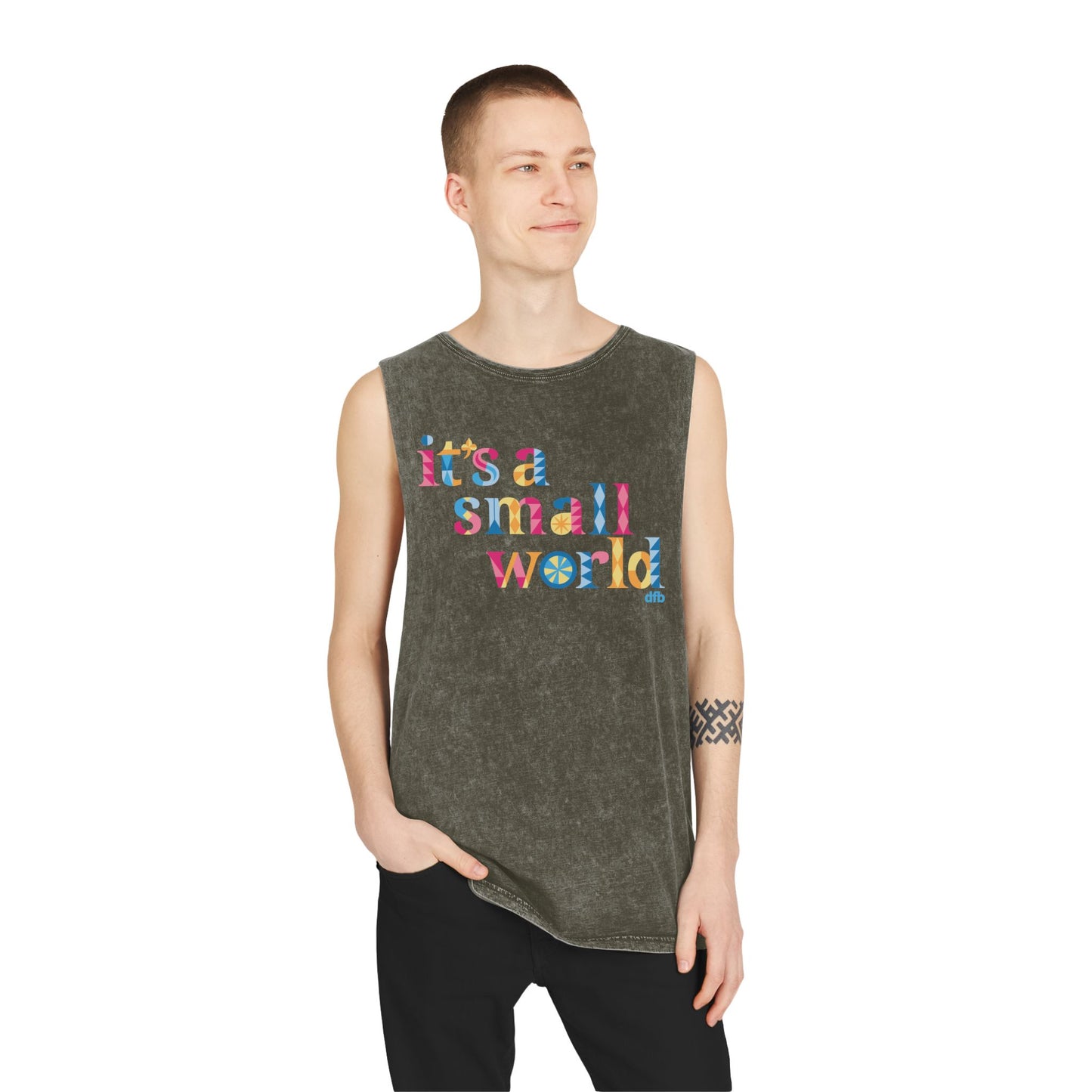 it's a small world - Unisex Stonewash Tank Top