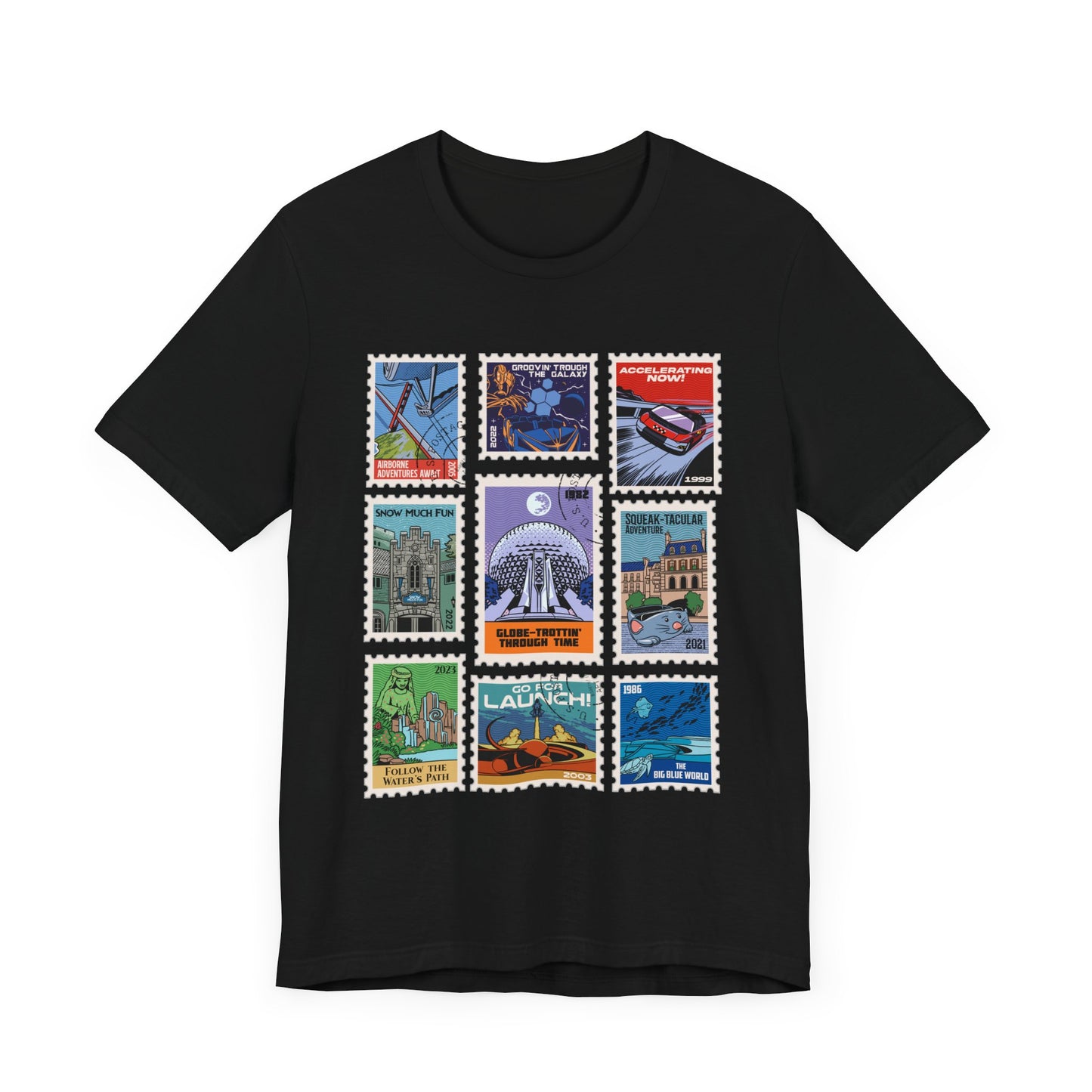 EPCOT Vintage Stamps - Adult Tee Shirt