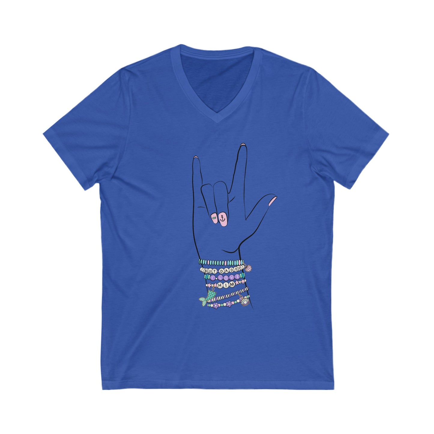 "But Daddy I Love Him!" - Friendship Bracelets - Short Sleeve V-Neck Tee